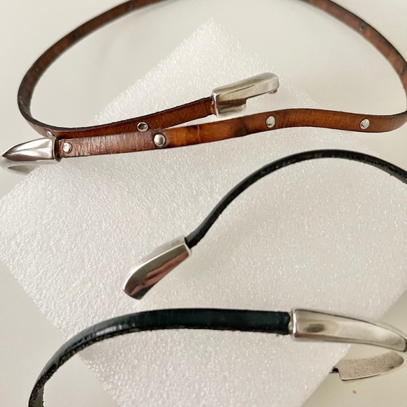 Leather Bracelets Asymmetrical Half Circle 3 mm Leather Wrap Magnetic Closure - Picture 8 of 11